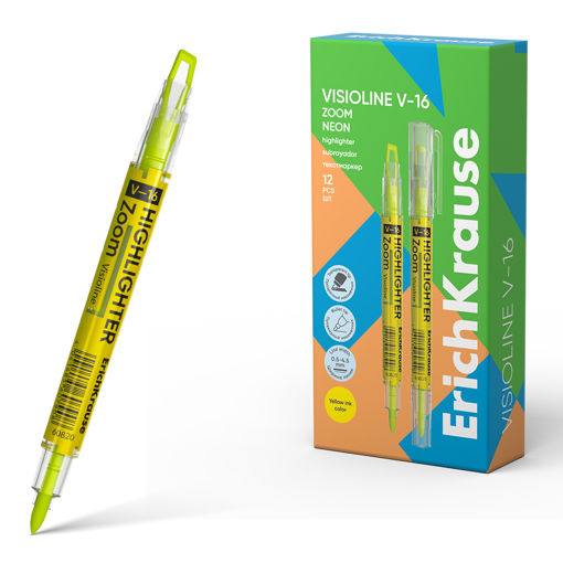 Picture of ERICHKRAUSE HIGHLIGHTER V-16 DOUBLE SIDED WITH ZOOM YELLOW
